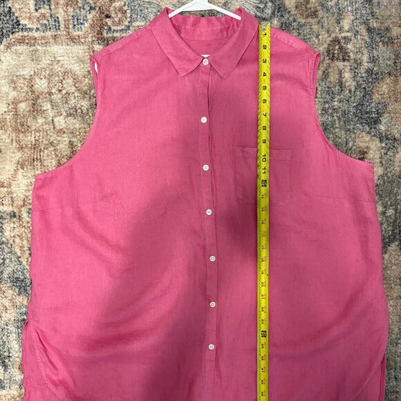 J. Jill Love Linen Women's Plus Sleeveless Button-Front Shirt Top Blouse 3X Pink - Picture 8 of 9